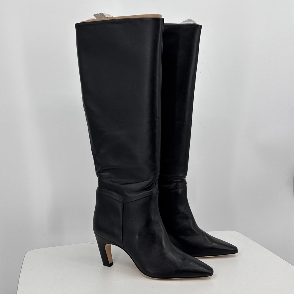Everlane The Knee-High Banana Heel Boot Black Leather Womens 10 Pull-on Pointed